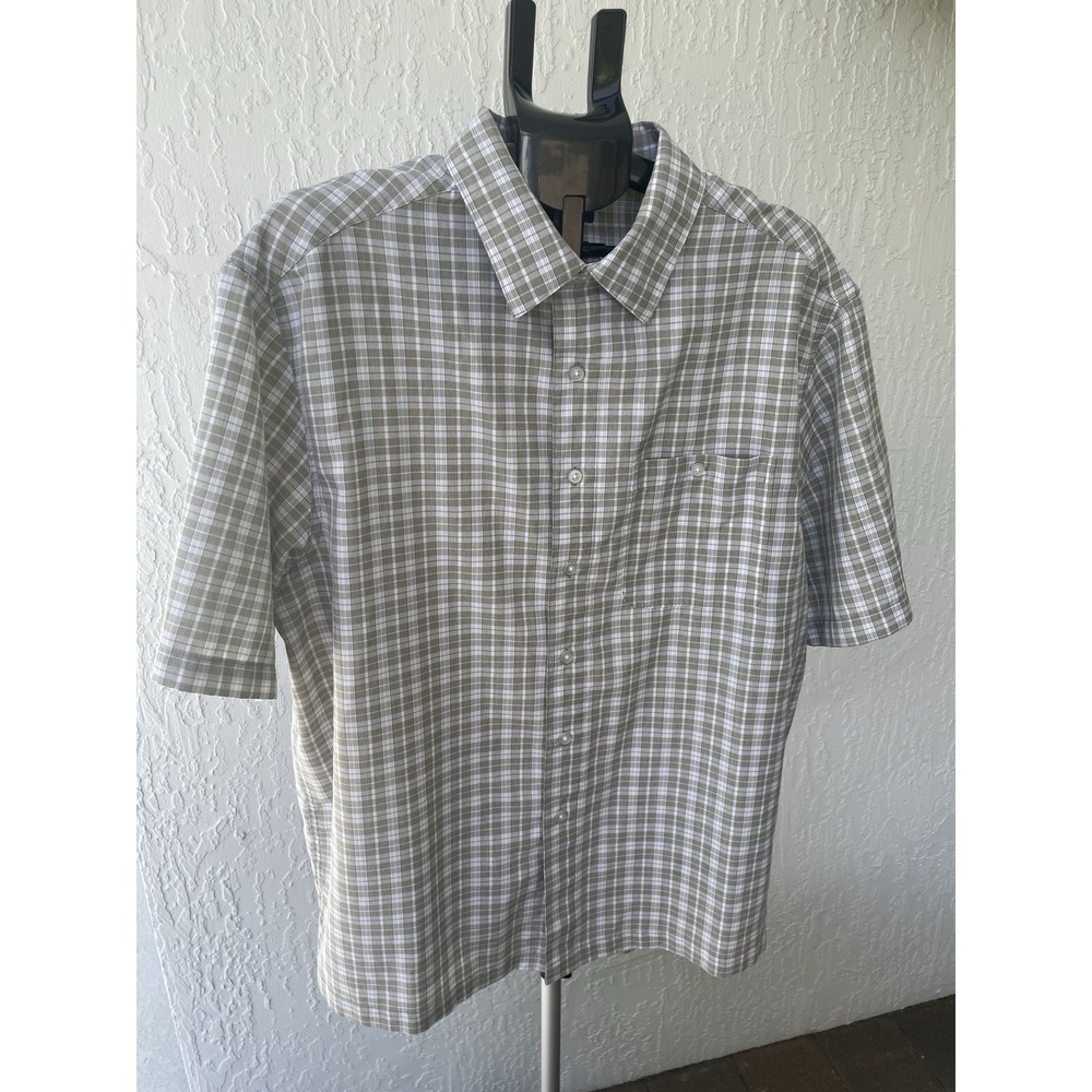 George Mens 2XL Olive Plaid Golf Shirt NWOT